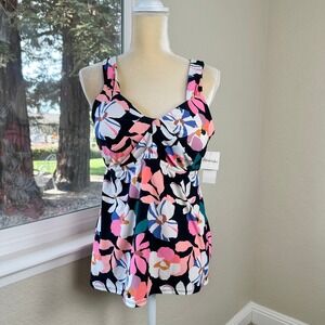NWT Raisins Curve Rimini Tankini Swim Top Womens 18W Floral Poolside Resortwear‎